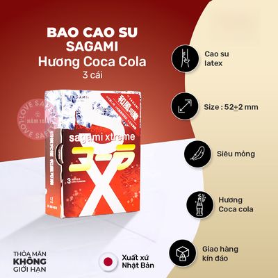 Bao Cao Su Sagami Hương Cola Coca chính hãng - siêu mỏng, có hương thơm, ôm sát cảm giác thật - giao hàng che tên kín đáo