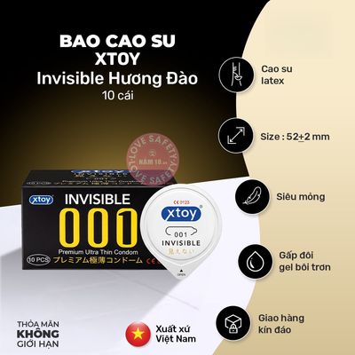 Bao Cao Su Siêu Mỏng Xtoy Invisible Hương Đào chính hãng - có hương thơm, ôm sát cảm giác thật, chất liệu latex an toàn - giao hàng che tên kín đáo