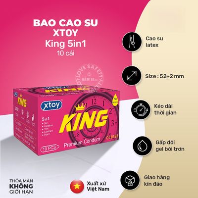 Bao Cao Su Kéo Dài Thời Gian Xtoy King 5in1 Hương Chuối chính hãng - siêu mỏng, có gai nổi, hỗ trợ kéo dài - giao hàng che tên kín đáo