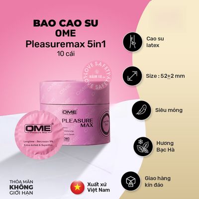 Bao Cao Su Kéo Dài Thời Gian Ome Pleasuremax 5in1 chính hãng - siêu mỏng, nhiều gel bôi trơn, hỗ trợ kéo dài - giao hàng che tên kín đáo