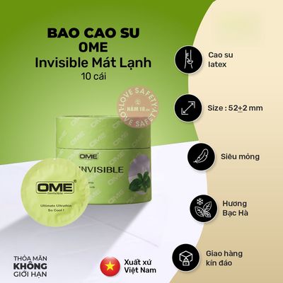 Bao Cao Su Siêu Mỏng Ome Invisible Mát Lạnh chính hãng - siêu mỏng 0.04mm, nhiều gel bôi trơn, có hương thơm - giao hàng che tên kín đáo