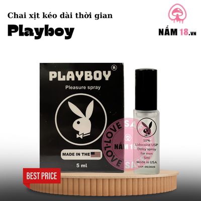 Chai Xịt Kéo Dài Thời Gian Playboy Đen 10% - Chai 5ml chính hãng - thấm nhanh không nhờn rít, dùng trước khi quan hệ, nhỏ gọn dễ mang theo - giao hàng che tên kín đáo