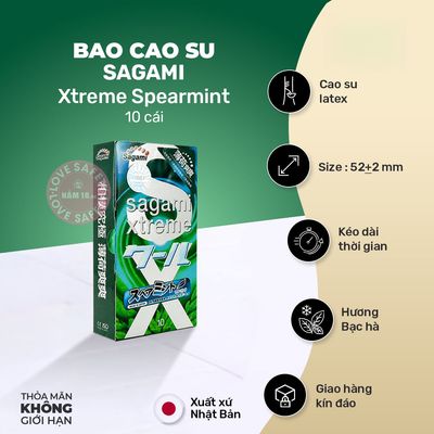 Bao Cao Su Hương Bạc Hà Sagami Xtreme Spearmint Mát Lạnh chính hãng - siêu mỏng, có hương thơm, ôm sát cảm giác thật - giao hàng che tên kín đáo