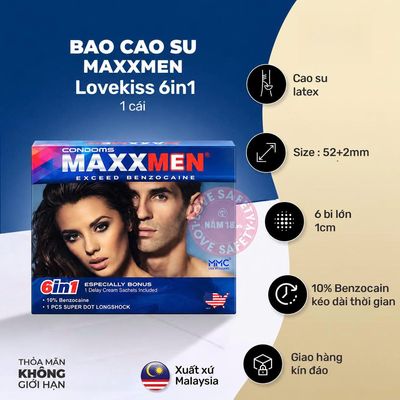 Bao Cao Su Lovekiss Maxxmen 6 Bi To 1cm Loại Xịn chính hãng - có gai nổi, ôm sát cảm giác thật, chất liệu latex an toàn - giao hàng che tên kín đáo