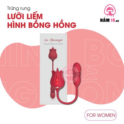 Trứng Rung Lưỡi Liếm Hình Bông Hồng rung nhấp chuyển động đẩy tới và lui 10 Chế Độ chính hãng - 10 chế độ rung, rung nhấp chuyển động đẩy tới và lui tự động, chất liệu an toàn cho da - giao 