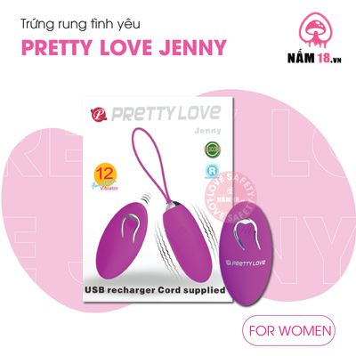 Trứng Rung Pretty Love Jenny 12 Chế Độ Rung chính hãng - chất liệu an toàn cho da, dễ vệ sinh, êm ái khi dùng - giao hàng che tên kín đáo