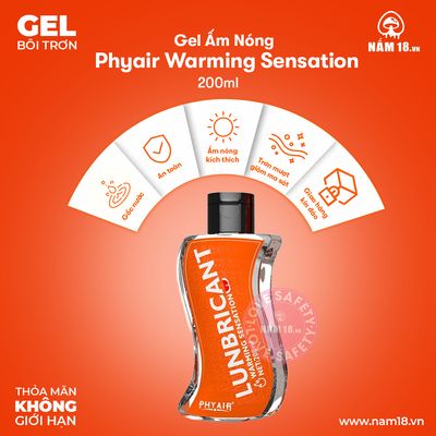 Gel Bôi Trơn Ấm Nóng Phyair Warming Sensation - Chai 200ml chính hãng - dung tích 200ml, dịu nhẹ an toàn cho da, dễ rửa sạch - giao hàng che tên kín đáo