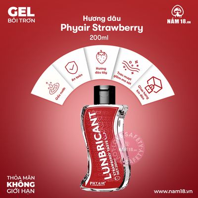 Gel Bôi Trơn Hương Dâu Phyair Strawberry - Chai 200ml chính hãng - dung tích 200ml, dịu nhẹ an toàn, dịu nhẹ an toàn cho da - giao hàng che tên kín đáo