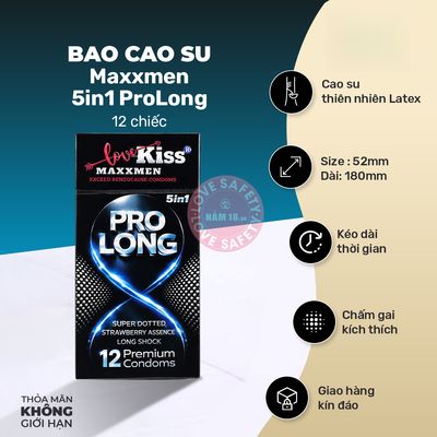 Bao Cao Su Kéo Dài Thời Gian Lovekiss Maxxmen 5in1 ProLong chính hãng - siêu mỏng, hỗ trợ kéo dài, có hương thơm - giao hàng che tên kín đáo