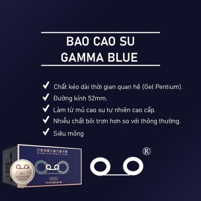 Bao cao su Gamma Blue, Hộp 10c, bcs siêu mỏng 001, kéo dài thời gian, nhiều gel bôi trơn, chính hãng