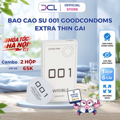 Bao Cao Su 001 Goodcondoms Extra Thin Gai Nelly Hộp BCS 6 Cái Siêu Mỏng, Co Giãn
