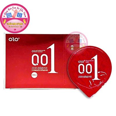 Bao cao su OLO 0.01 đỏ siêu mỏng dai nhiều gel bôi trơn truyền nhiệt cảm giác như thật hộp 10bcs