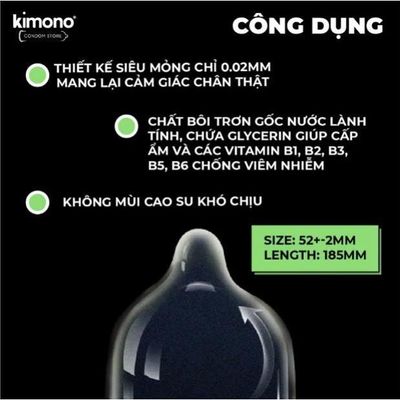 [HỎA TỐC - Che Tên] Bao cao su kimono siêu mỏng 0.01 nhiều gel bôi trơn, gân gai liti kéo dài thời gian - Hộp 12 cái
