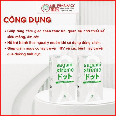 Bao cao su Sagami Xtreme Nhật Bản Siêu mỏng Superthin, Có gân và gai nhỏ White box - Minpharmacy