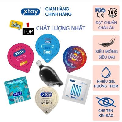 Lẻ Bao cao su XTOY WARM ẤM ÁP, gai, nhiều gel bôi trơn, hương thơm Hộp 10 bcs