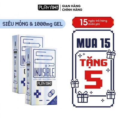 Combo 2 hộp/3 hộp Bao Cao Su PLAYAH Super Invisible Siêu Mỏng Hộp 10 bao size 52mm
