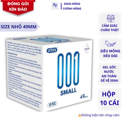 Bao cao su XTOY Small 49mm siêu mỏng ôm sát, nhiều gel bôi trơn - Hộp 10 cái