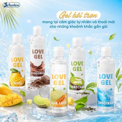Gel bôi trơn an toàn khi nuốt phải nam nữ 5 hương vị FEELEX LOVE GEL Original/Xoài/Dưa lưới/Matcha/Chocomilk 250ml