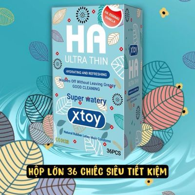 Bao cao su XTOY siêu mỏng, nhiều gel, yêu dài lâu, dưỡng chất Hyaluronic Acid làm se khít - Hộp 10 bcs