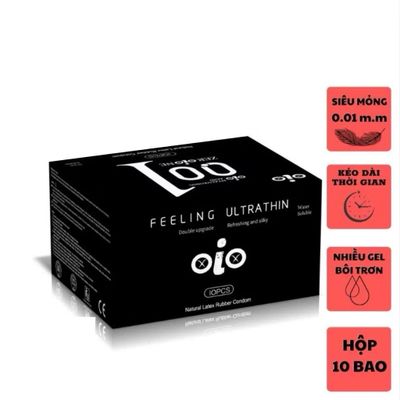 Bao cao su OiO 001 Feeling Ultrathin - Siêu mỏng - Nhiều gel  - Kéo dài thời gian - Hộp 10 cái