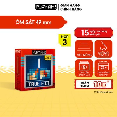 Bao Cao Su PlayAh True Fit Ôm Sát Hộp 3/10 size 49mm size nhỏ vừa vặn