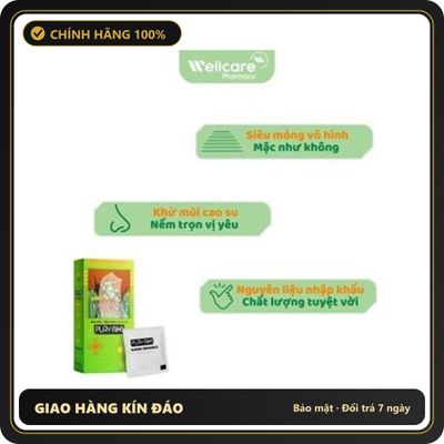 (Che Tên) Bao Cao Su PlayAh Super Invisible - Hộp 10 cái - Size 52mm Hộp Trắng Kín