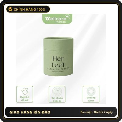 (Che Tên) [SINH LÝ NAM] Bao Cao Su PlayAh Her Feel Ultra Thin Hộp 10 Cái (Size 52mm) Siêu Mỏng Nhiều GeL Bảo Mật Tuyệt Đối