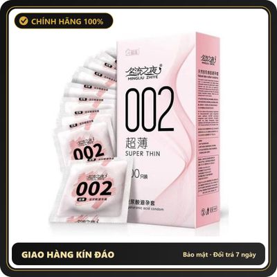 (Che Tên) Bao cao su 002 Nội Địa Trung size 49mm siêu mỏng, nhiều gel bôi trơn - Hộp 100 bao (Có tách lẻ) Cao Cấp Bảo Đảm