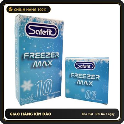 (Che Tên) Bao cao su Safefit Freezer Max - Siêu mỏng, mát lạnh hương bạc hà, truyền nhiệt tốt - Hộp 3 - 10 cái Cao Cấp Bảo Đảm
