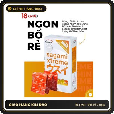 (Che Tên) Bao cao su SAGAMI Xtreme Superthin - BCS latex mỏng - kiểu dáng truyền thống - 01 Hộp Cao Cấp Bảo Đảm