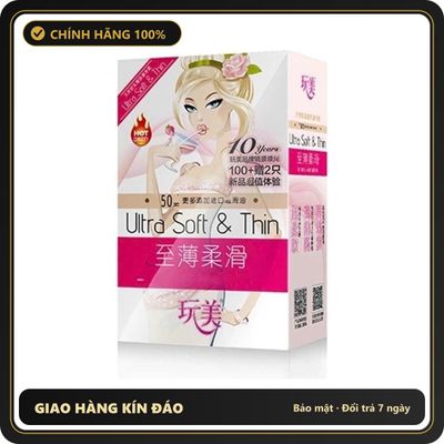 (Che Tên) Bao cao su Ultra soft & Thin, hương hoa ly, cô gái nội địa trung, siêu mỏng, nhiều gel Hộp Trắng Kín