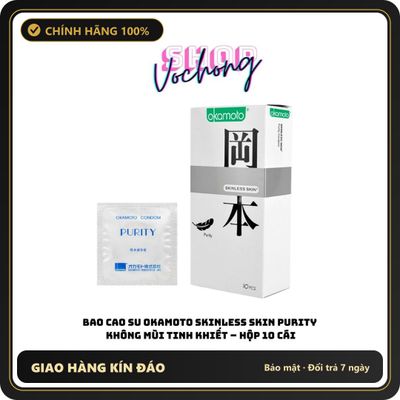 (Che Tên) Combo 2 hộp Bao Cao Su Okamoto Skinless Skin Purity Không Mùi Tinh Khiết Hộp 10 Cái Hộp Trắng Kín