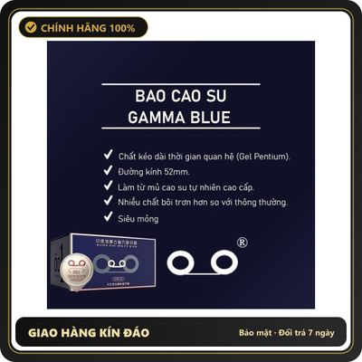 (Che Tên) Bao cao su Gamma Blue, Hộp 10c, bcs siêu mỏng 001, kéo dài thời gian, nhiều gel bôi trơn, chính hãng Hộp Trắng Kín