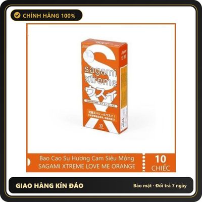 (Che Tên) Bao Cao Su Siêu mỏng ôm sát cao cấp Sagami Xtreme Orange - Nhật Bản (Hộp 10C) Chuẩn Auth