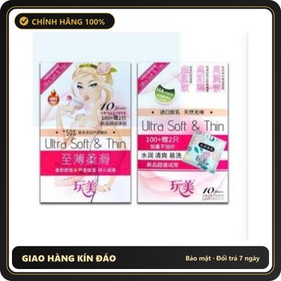 (Che Tên) Bao cao su cô gái HA Ultra Solft & Thin, hương hoa ly hộp 102 chiếc hàng nội địa trung Chuẩn Auth