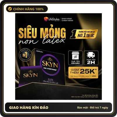 (Che Tên) [MUA 3 TẶNG 1] Bao cao su siêu mỏng LifeStyles SKYN ELITE non-latex không mùi cao su Hộp 3 bcs Bảo Mật Tuyệt Đối