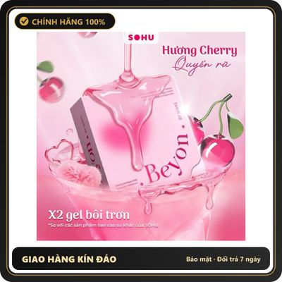 (Che Tên) Bao Cao Su Beyon by SOHU Siêu Mỏng Hương Cherry x2 Gel size 52mm - Hàng Mới Về