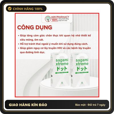 (Che Tên) Bao cao su Sagami Xtreme Nhật Bản Siêu mỏng Superthin, Có gân và gai nhỏ White box - Minpharmacy Hỗ Trợ 24/7