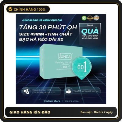 (Che Tên) COMBO 3 hộp Bao cao su Siêu mỏng JUNCAI 001 Spearmint Hương bạc hà Nhiều gel Hộp 10 bcs size 49mm Hỗ Trợ 24/7