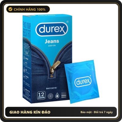 Bao cao su Durex Jeans hộp 12 chiếc chính hãng - nhiều gel bôi trơn, hộp 12 cái, có hương thơm - giao hàng che tên kín đáo