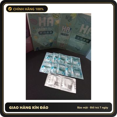 (Che Tên) Bao Cao Su HA Hộp 100 Cái Hàng Nội Địa Trung Siêu Mỏng Mềm Nhiều Gel Nước Hộp Trắng Kín