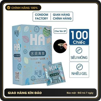 (Che Tên) Bao cao su nội địa Trung siêu mỏng nhiều gel bôi trơn Hộp 100 cái Cao Cấp Bảo Đảm