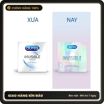 (Che Tên) Bao Cao Su Durex Invisible Extra Thin Extra Sensitive Hỗ Trợ 24/7