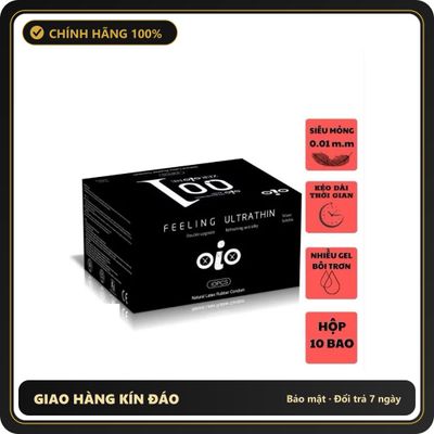 (Che Tên) Bao cao su OiO 001 Feeling Ultrathin - Siêu mỏng - Nhiều gel - Kéo dài thời gian - Hộp 10 cái Bảo Mật Tuyệt Đối