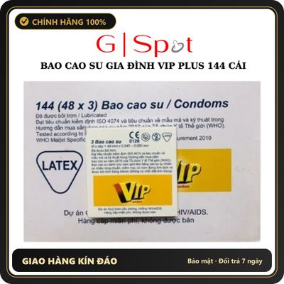 (Che Tên) Bao Cao Su Gia Đình Vip Plus 144 Cái( Màu Trắng) Hộp Trắng Kín
