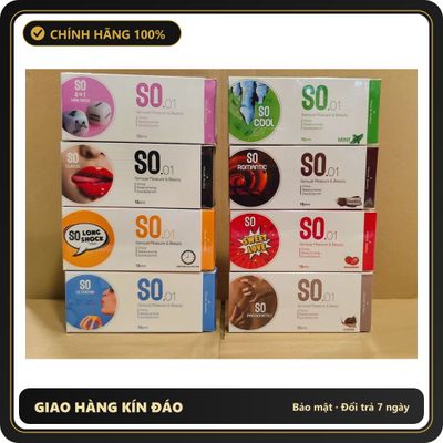 (Che Tên) Bao cao su SO size 52mm siêu mỏng - 12 cái/ hộp Hộp Trắng Kín
