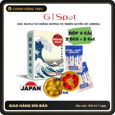 (Che Tên) Bao Cao Su 6 Bi Nổi Lớn Mềm Super Gold Nhật Bản - Hộp 2 cái - Tặng Gel Gói Hỗ Trợ 24/7