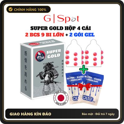 (Che Tên) Bao Cao Su Nhật Bản 9 Bi Lớn - Super Gold - Tặng 2 gel gói Chuẩn Auth