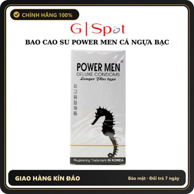 (Che Tên) Bao Cao Su Lâu Ra Power Men Longer Plus Cá Ngựa Bạc - Hộp 12 Cái Bảo Mật Tuyệt Đối