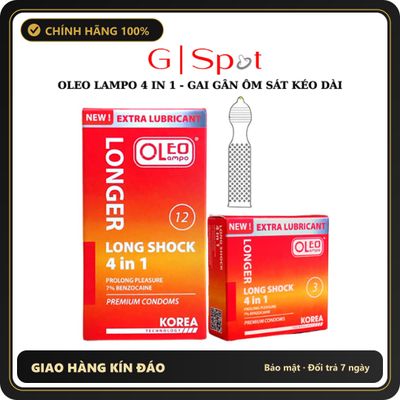(Che Tên) Bao Cao Su Oleo Lampo 4 In 1 - Gai Gân Ôm Sát Kéo Dài Hương Bạc Hà Hộp Trắng Kín